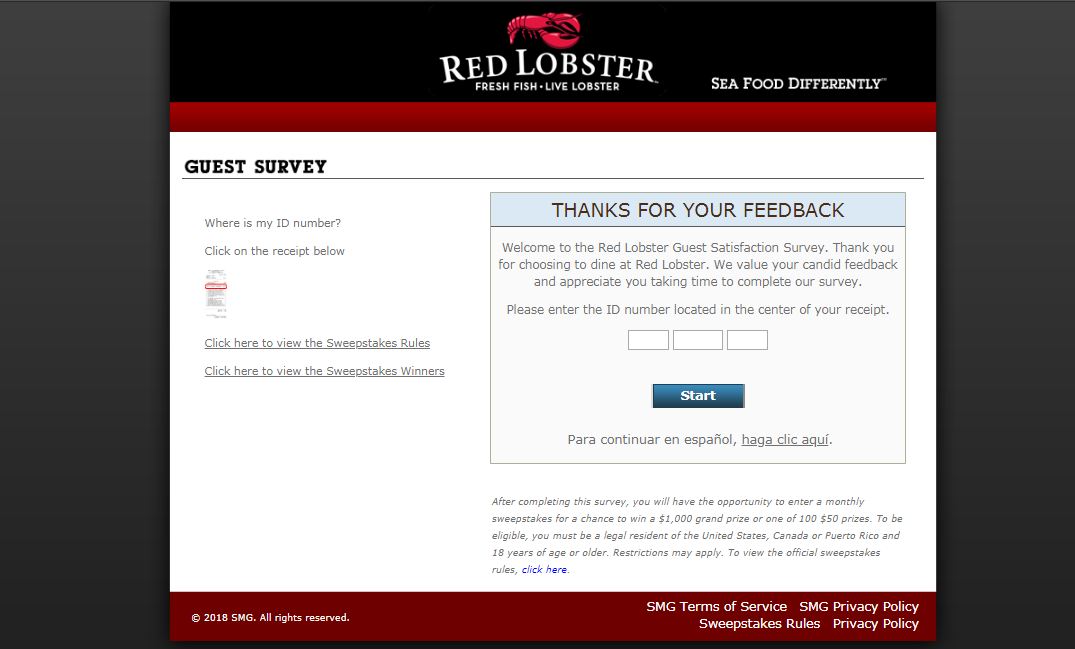 red lobster guest survey information