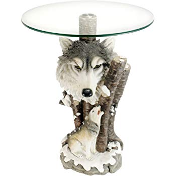 White Tiger Sculptural Base Glass Top Table Home Accent