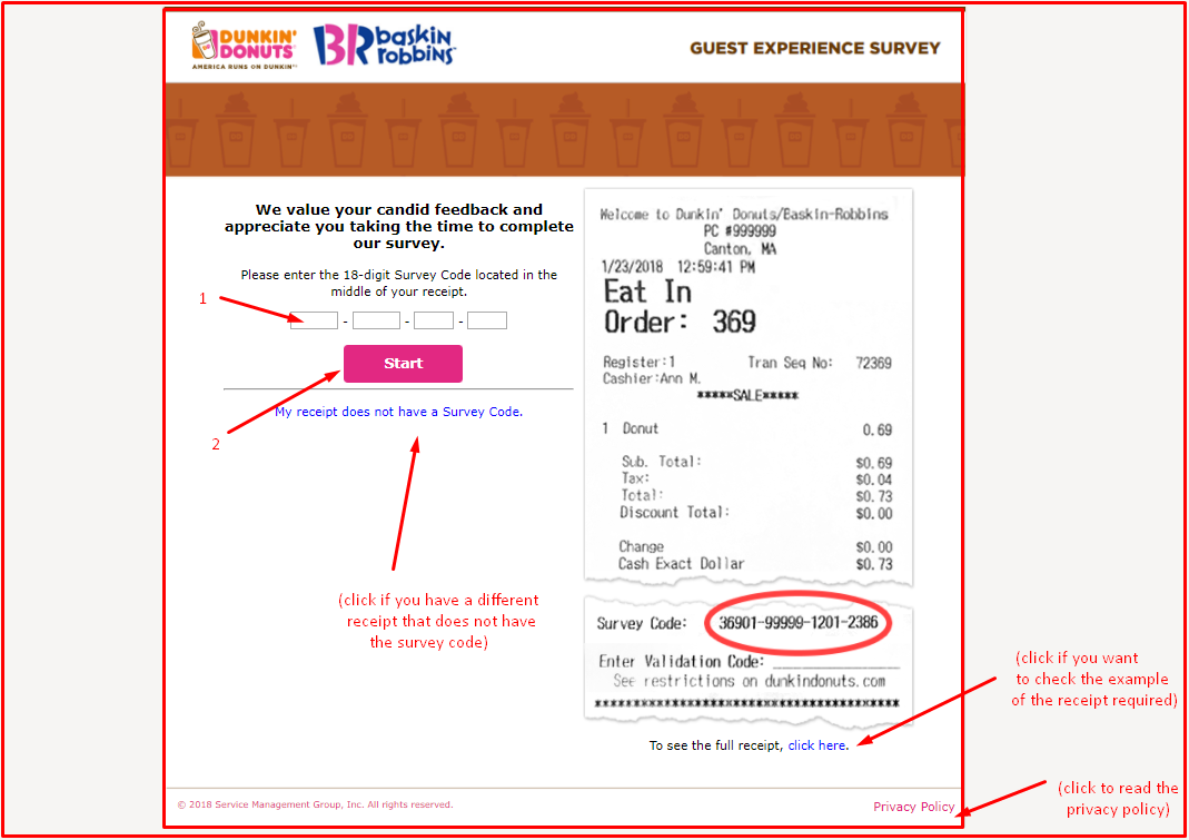 www.TellDunkin.com Dunkin’ Donuts Guest Survey