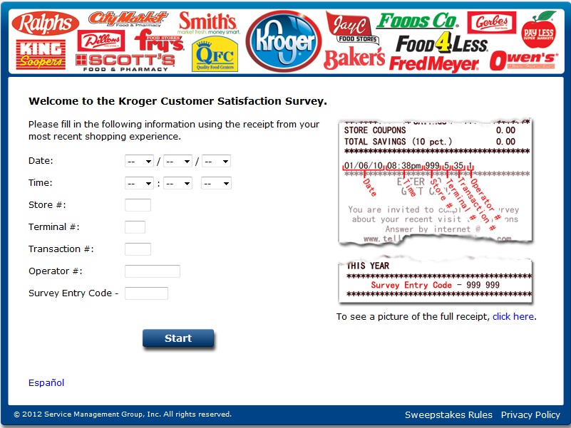 Kroger Customer Satisfaction Survey at www.TellKroger.com