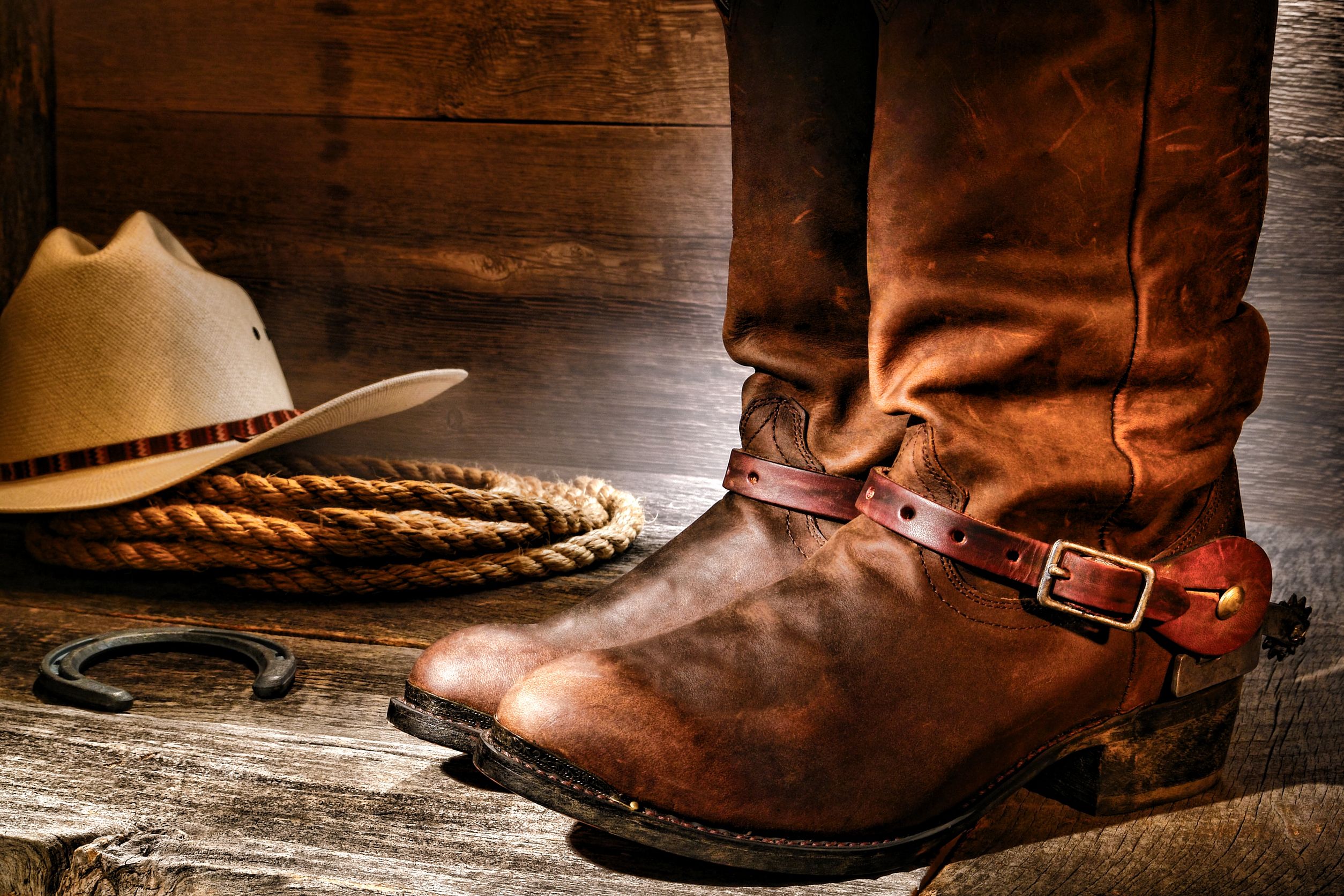 cowboy boots and hat image